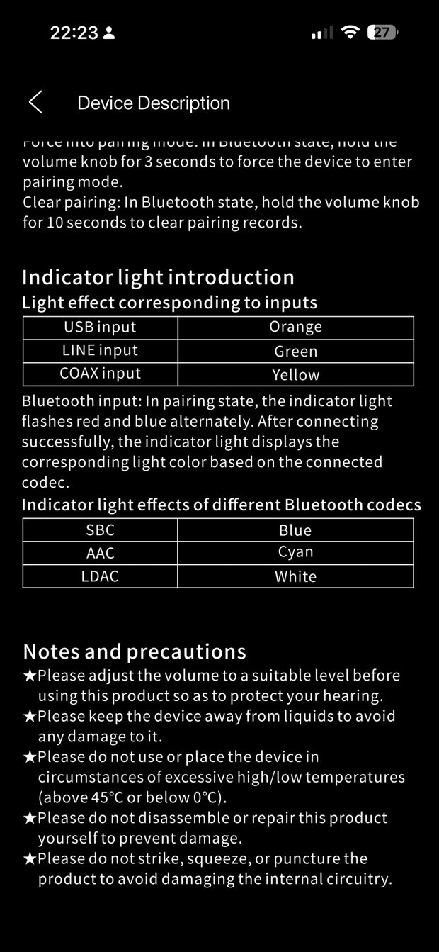 fiio control device description with indicator light documentation