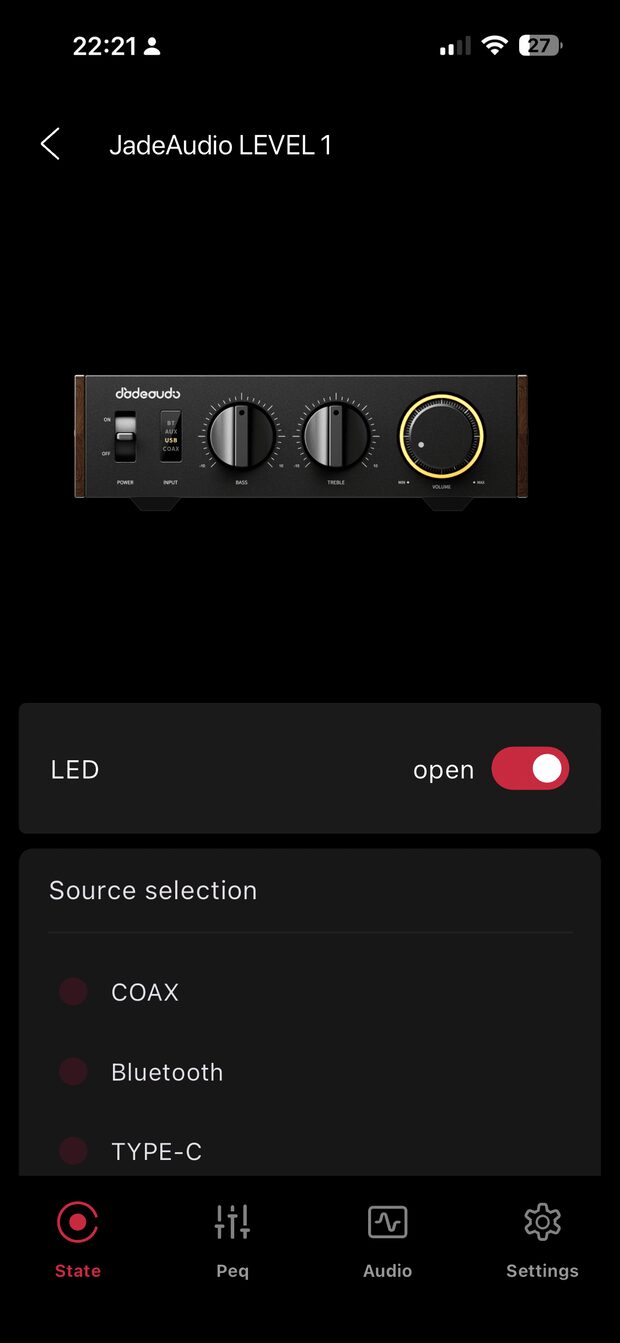 fiio control home screen for jade audio level 1
