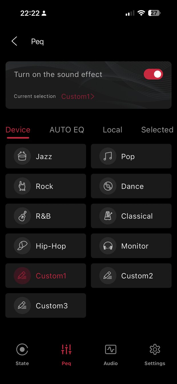 fiio control peq preset screen