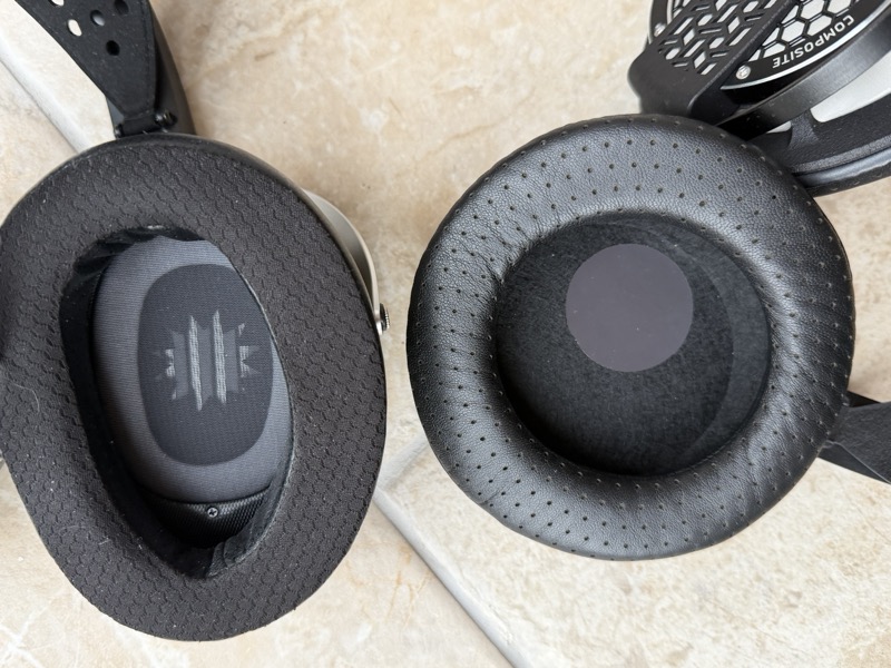 the Genesis One’s earpad directly beside a comparison headphone’s pad