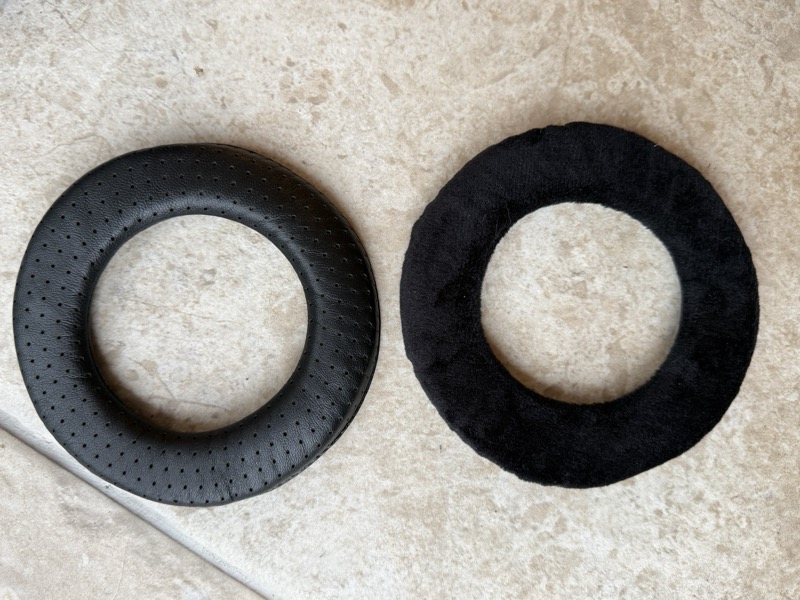 the leather and velour earpad materials compared side by side