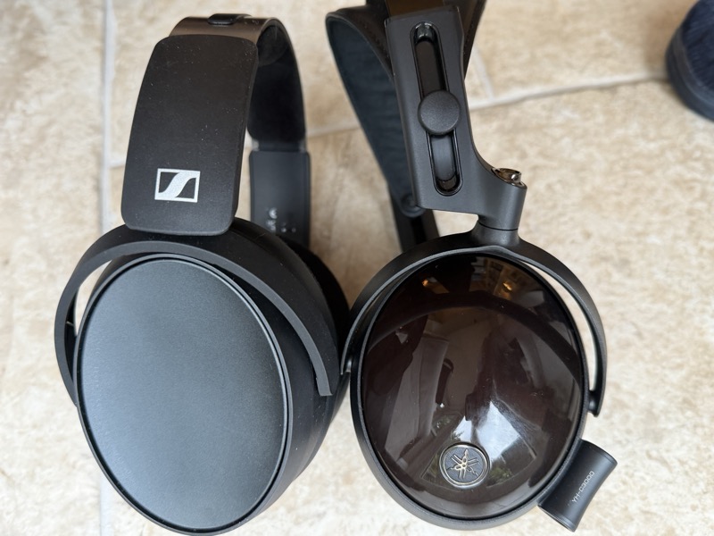 the HD 480 PRO next to a Yamaha closed-back, top-down